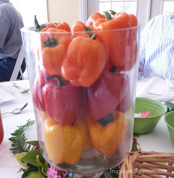Centerpieces made with colorful peppers