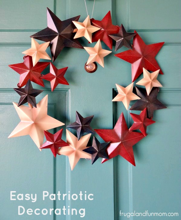 Easy Patriotic Decorating Oriental Trading Wreath #DIY #RedWhiteBlue #Patriotic #July4th