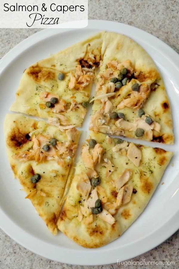Salmon and Capers Pizza on Naan