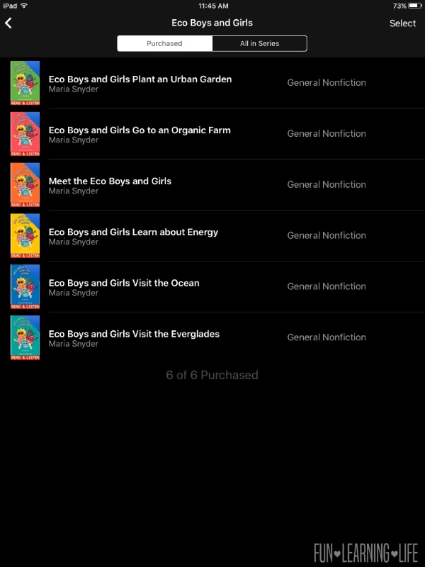 Eco Boys and Girls Books purchased from the iTunes Store